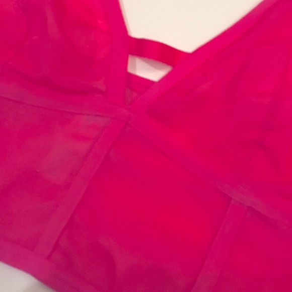 AUDEN, Women’s Bra Mesh Un-Lined Long Line Bralette Wireless Hot Pink in Size M - Picture 3 of 7